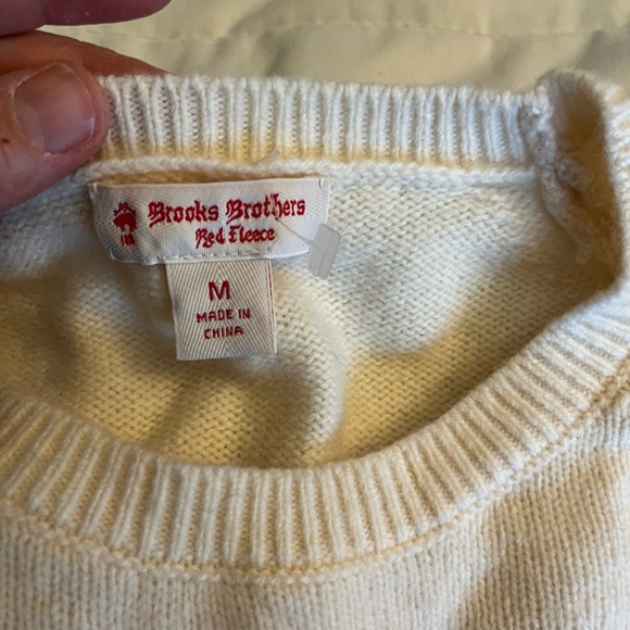 Brooks Brothers Merino Wool Christmas Sweater Cream and Red Size M . Holiday - Picture 6 of 10